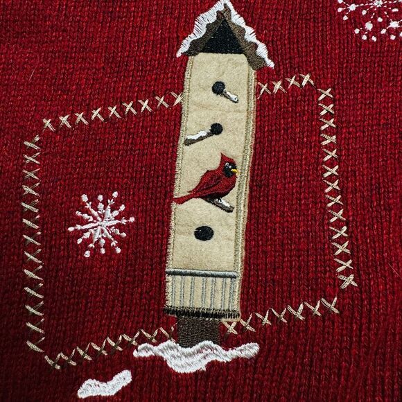Croft & Barrow NWT Sweater Women's Size 1X‎ Bird/Birdhouse Theme Red - Picture 8 of 13